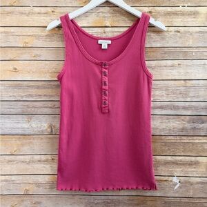 Sundance Tank Women’s Size Medium Pink Ribbed Sleeveless Cotton Lettuce Hem